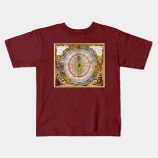 Vintage Copernican Planisphere Celestial Map by Andreas Cellarius from Harmonia Macrocosmica Kids T-Shirt